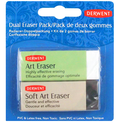 Набор ластиков Derwent Eraser Pack 2 штуки из каучука для всех видов карандашей купить в магазине художественных товаров ArtCraft.Space с доставкой по РФ и СНГ