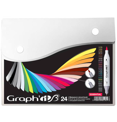 Набор маркеров для рисования Graph'it Brush 24 в фирменном кейсе (основные цвета) Графит купить в художественном магазине ArtCraft.Space с доставкой по РФ и СНГ