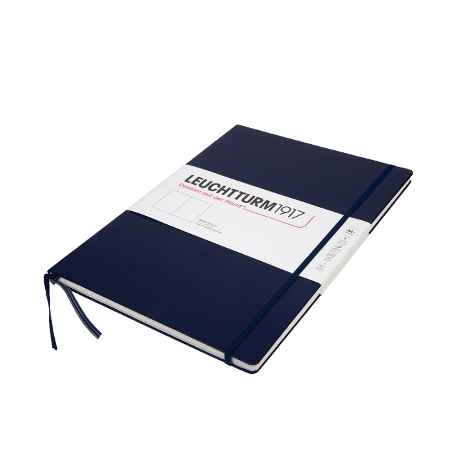 Блокнот Leuchtturm1917 Master Slim A4+ (22.5x31.5см.), 100г/м2 - 123 стр. нелинованная, твердая обложка, цвет: Синий Неви