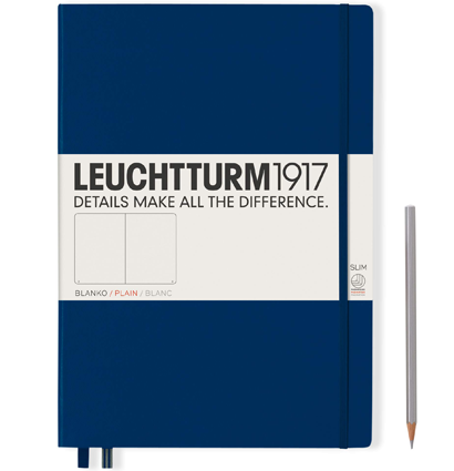 Блокнот Leuchtturm1917 Master Slim A4+ (22.5x31.5см.), 100г/м2 - 123 стр. нелинованная, твердая обложка, цвет: Синий Неви