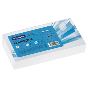 Конверт E65, OfficeSpace, 110*220мм, б/подсказа, б/окна, отр. лента, термоусадка Конверт E65, OfficeSpace, 110*220мм, б/подсказа, б/окна, отр. лента, термоусадка