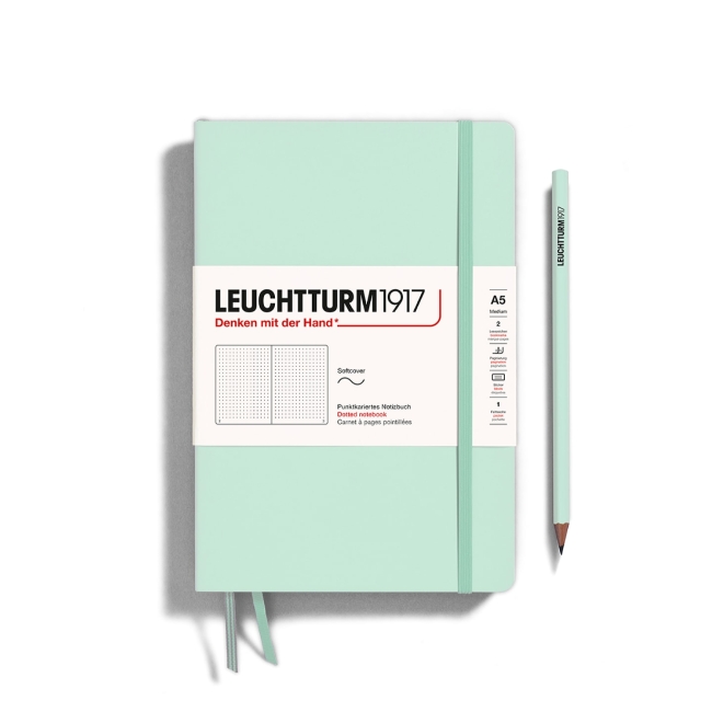 Блокнот Leuchtturm1917 Natural Colors A5 (14.5x21см) 61л в точку мягкая обложка, цвет:  Мятный