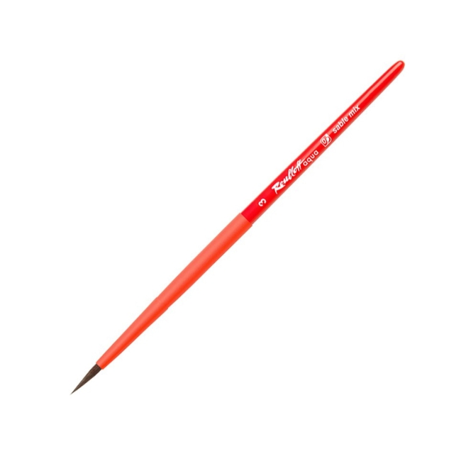 Кисть Roubloff Aqua Red round соболь-микс круглая обойма soft-touch ручка короткая красная №3