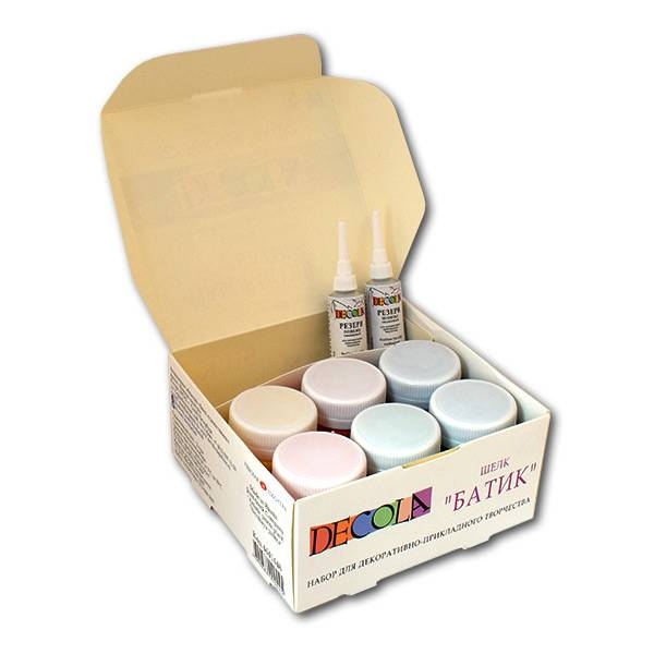 Набор по шелку Decola, краски акриловые 6*50мл, 2 резерва Набор по шелку Decola, краски акриловые 6*50мл, 2 резерва