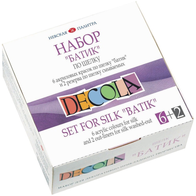 Набор по шелку Decola, краски акриловые 6*50мл, 2 резерва Набор по шелку Decola, краски акриловые 6*50мл, 2 резерва