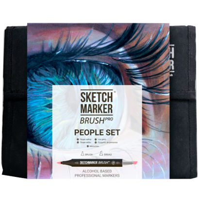 Набор 36 маркеров Sketchmarker Brush Pro "Люди" в пенале купить в магазине маркеров ArtCraft.Space с доставкой по всему миру
