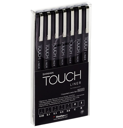 Набор черных водоустойчивых линеров Touch Liner Black 7 штук купить в магазине маркеров и товаров для скетчинга ArtCraft.Space