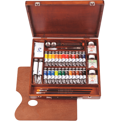 Масляные краски Van Gogh Oil Colour Expert Box эксперт-набор 26 цветов, кисти, связующие и палитра в этюднике купить в художественном магазине ArtCraft.Space с доставкой по РФ и СНГ