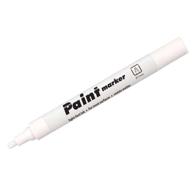 Маркер-краска Centropen "Paint Marker 9100", белая, клиновидный, 5 мм, лаковый, блистер