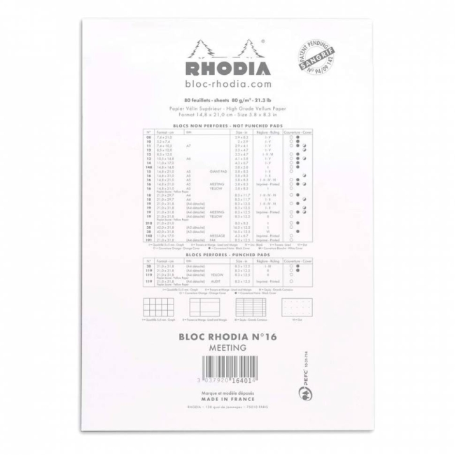 Ежедневник белый Rhodia Basics линейка мягкая обложка А5 / 80 листов / 80 гм купить в художественном магазине ArtCraft.Space с доставкой по всему миру