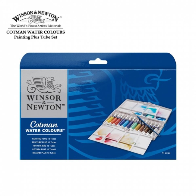 Акварель Cotman Winsor&Newton Painting Plus в наборе 24 цвета в тубах и кисть купить в магазине ArtCraft.Space с доставкой