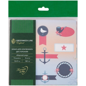 Набор бумаги для скрапбукинга Greenwich Line "Морской узор", 6л., 15*15см