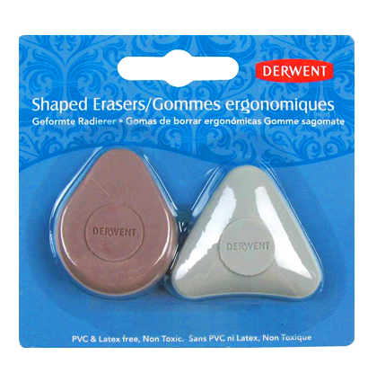Набор ластиков Derwent Shaped Erasers 2 штуки из каучука в удобной форме купить в художественном магазине ArtCraft.Space с доставкой по РФ и СНГ