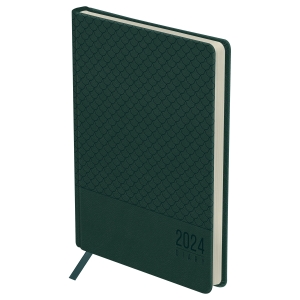 Ежедневник датированный 2024г., А5, 176л., кожзам, OfficeSpace "Pattern", темно-бирюзовый