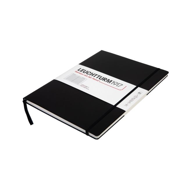 Блокнот Leuchtturm1917 Master Slim A4+ (22.5x31.5см.), 100г/м2 - 123 стр. в линейку, твердая обложка, цвет: Черный