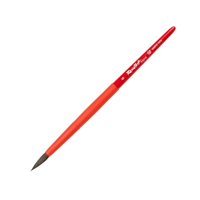 Кисть Roubloff Aqua Red round соболь-микс круглая обойма soft-touch ручка короткая красная №6