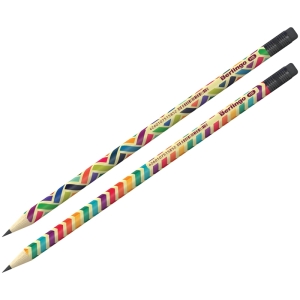 Карандаш ч/г Berlingo "Geometry" HB, круглый, с ластиком, заточен, ассорти