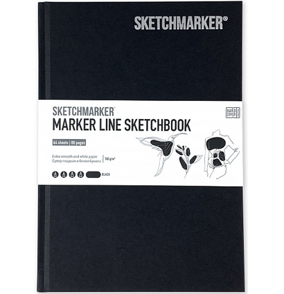 Скетчбук Sketchmarker Marker Line для маркеров чёрный с твёрдой обложкой А5 / 44 листа / 160 гм купить в магазине ArtCraft.Space с доставкой по РФ и СНГ