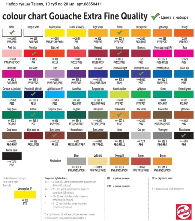 Набор гуаши Royal Talens Extra Fine 10 цветов в тубах 20 мл купить в художественном магазине ArtCraft.Space