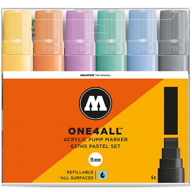 Molotow Набор маркеров ONE4ALL 627HS Pastel 1 6 шт 200461 15 мм