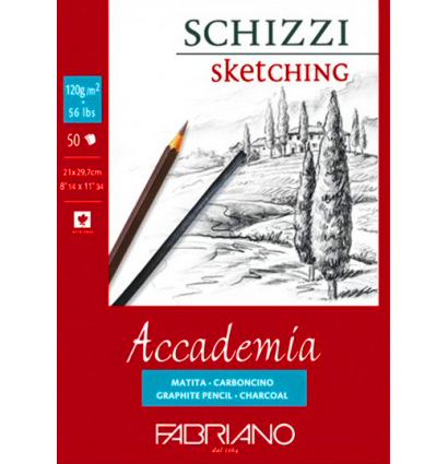 Альбом Fabriano Accademia Sketching на пружине для графики А5 / 50 листов / 120 гм купить в художественном магазине ArtCraft.Space с доставкой по всему миру