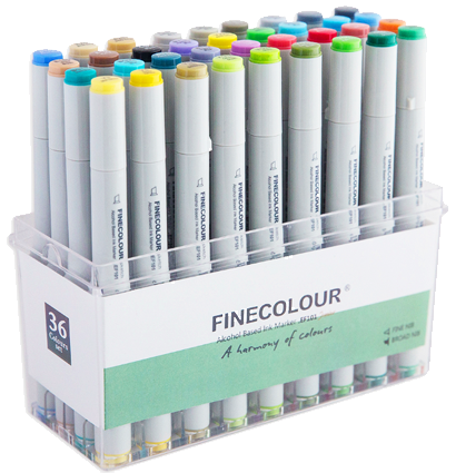 Finecolour Junior набор спиртовых маркеров 36 цветов Базовый 2 в фирменном кейсе файнколор джуниор купить в магазине маркеров ArtCraft.Space с доставкой по РФ и СНГ