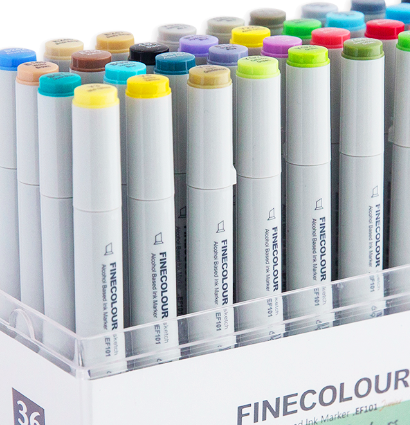Finecolour Junior набор спиртовых маркеров 36 цветов Базовый 2 в фирменном кейсе файнколор джуниор купить в магазине маркеров ArtCraft.Space с доставкой по РФ и СНГ