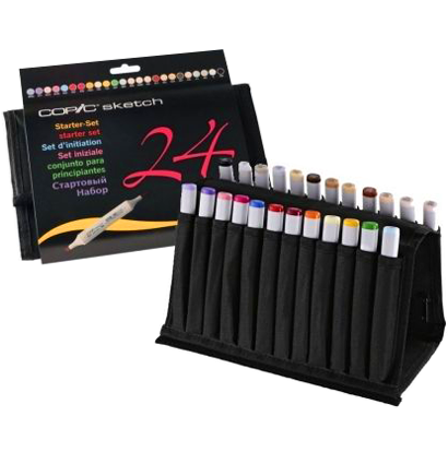Copic Sketch 24 "Стартовый" набор маркеров для рисования с кистью в пенале купить в магазине маркеров ArtCraft.Space с доставкой по всему миру