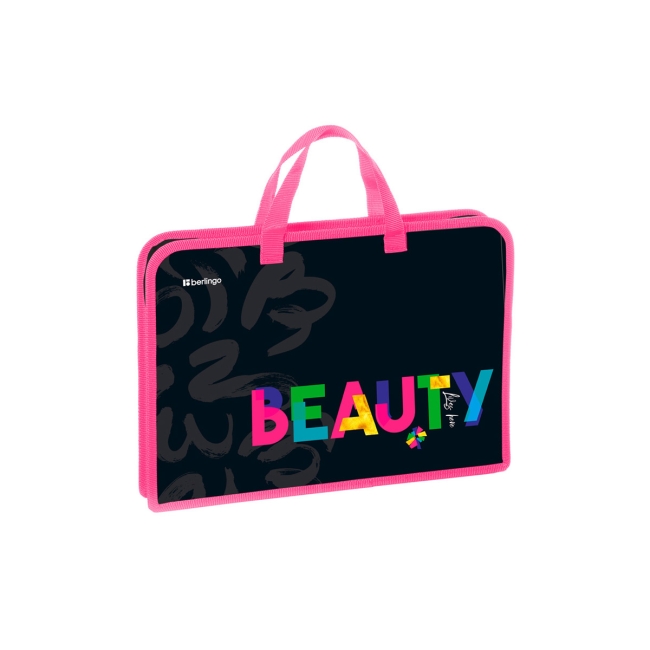 Папка с ручками 1 отделение, А4 Berlingo "Beauty", 340*245*40мм, пластик, на молнии