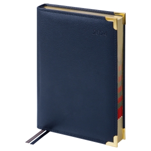 Ежедневник датированный 2024г., А5, 184л., Delucci, Фактурная кожа, зол. срез, черный