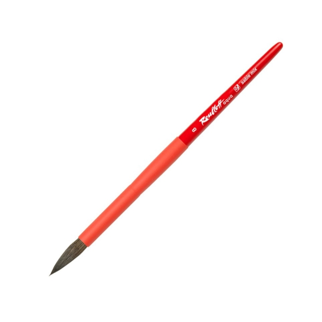 Кисть Roubloff Aqua Red round соболь-микс круглая обойма soft-touch ручка короткая красная №8