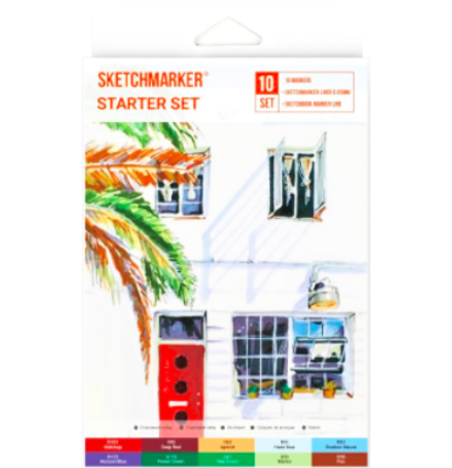 Набор маркеров для скетчей Скетчмаркер / Sketchmarker 10 цветов Starter Set купить в магазине ArtCraft.Space с доставкой по всему миру