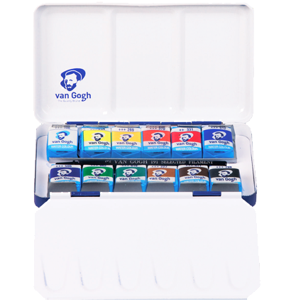 Набор акварели Van Gogh Metal Box 12 цветов в фирменном кейсе с кистью и палитрой купить в художественном магазине ArtCraft.Space с доставкой по РФ и СНГ