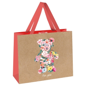 Пакет подарочный 32*26*12см MESHU "Замечательный день", выборочный лак, крафт