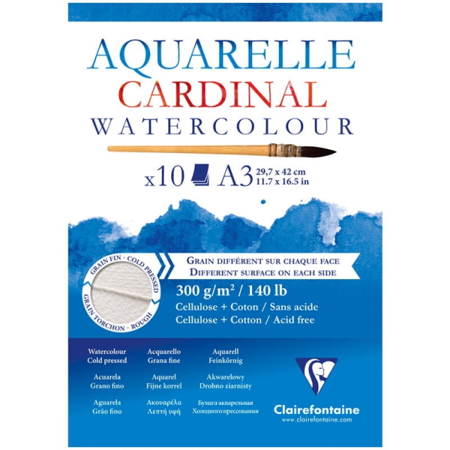 Альбом для акварели Cardinal ClaireFontaine с хлопком А3 / 10 листов / 300 гм  купить в художественном магазине ArtCraft.Space