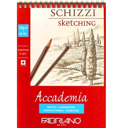 Альбом Fabriano Accademia Sketching на пружине для графики А5 / 50 листов / 120 гм купить в художественном магазине ArtCraft.Space с доставкой по всему миру