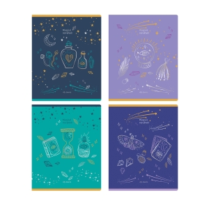 Тетрадь 48л., А5, клетка BG "Magical shine", матовая ламинация, тиснение фольгой