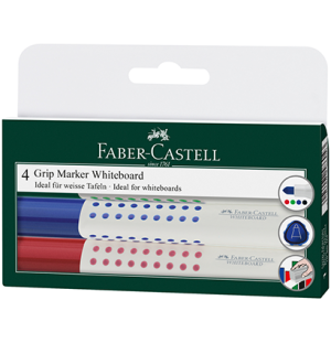 Набор маркеров для белых досок Faber-Castell "Grip 1583" 4цв., пулевидный, 2,0мм, европодвес