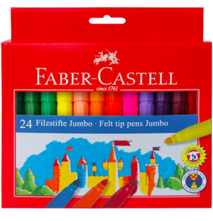 Фломастеры Faber-Castell  "Замок" "Jumbo", 24цв., утолщенные,  смываемые, картон, европодвес