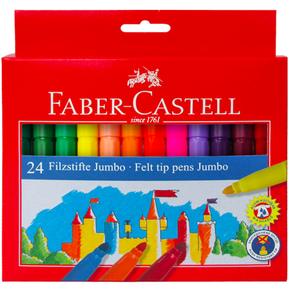 Фломастеры смываемые Faber-Castell Jumbo для детей утолщенные набор 24 цвета купить в магазине маркеров ArtCraft.Space с доставкой по РФ и СНГ