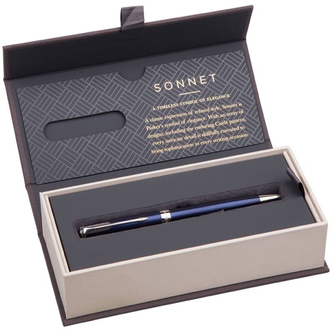 Ручка шариковая Parker Sonnet Subtle Blue CT 1 мм черные чернила, подарочная упаковка купить в магазине ArtCraft.Space Ручка шариковая Parker Sonnet Subtle Blue CT 1 мм черные чернила, подарочная упаковка купить в магазине ArtCraft.Space
