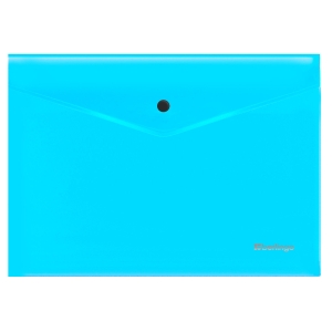 Папка-конверт на кнопке Berlingo "Neon" А4, 200мкм, прозрачная голубой неон