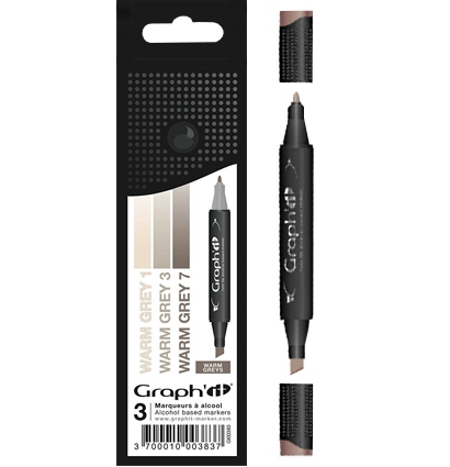 Набор маркеров для рисования Graph'It Classic Warm Greys 3 штуки (теплые серые) купить в магазине маркеров и товаров для рисования ArtCraft.Space с доставкой по РФ и СНГ