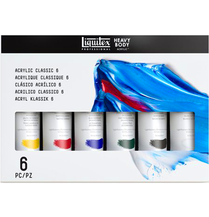 Набор акриловых красок Liquitex Acrylic Classic Heavy Body 6 цветов в тубах 59 мл купить в художественном магазине ArtCraft.Space с доставкой по РФ и СНГ
