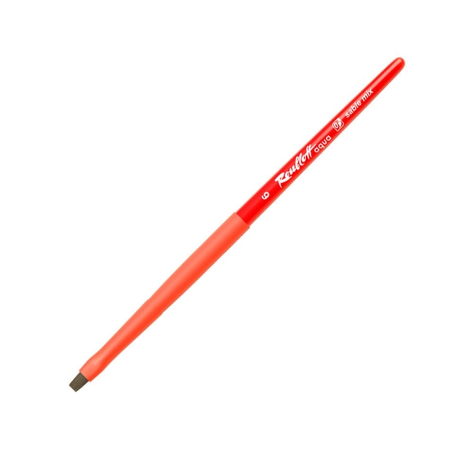 Кисть Roubloff Aqua Red round соболь-микс плоская обойма soft-touch ручка короткая красная №6