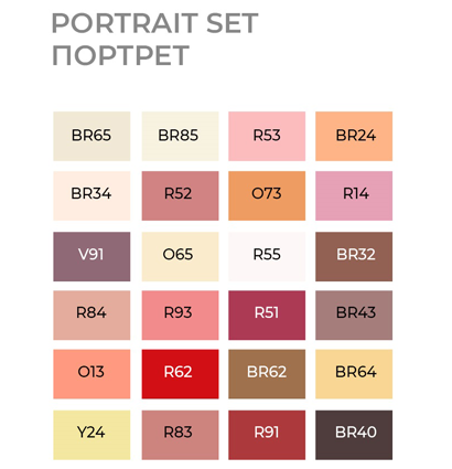 Набор маркеров Sketchmarker Brush / Скетчмаркер Браш "Portrait - Портрет" 24 цвета в сумке купить в магазине профессиональных маркеров ArtCraft.Space с доставкой по РФ и СНГ