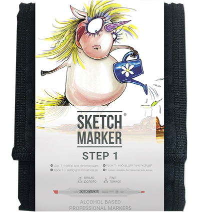Набор маркеров Скетчмаркер / Sketchmarker "Для начинающих - Step 1" 12 цветов в сумке купить в магазине маркеров для рисования ArtCraft.Space с доставкой по РФ и СНГ