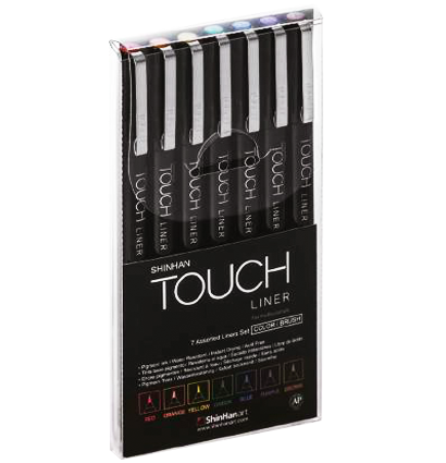 Набор линеров TOUCH LINER кисточка 7шт цветные,