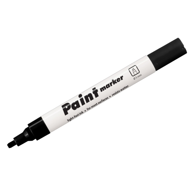Маркер-краска Centropen "Paint Marker 9100", черная, клиновидный, 5 мм, лаковый, блистер