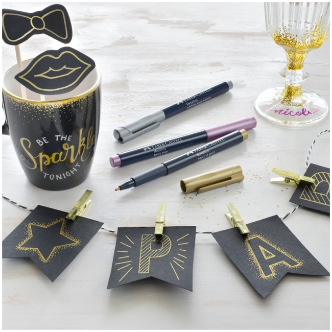 Набор маркеров для декорирования Faber-Castell "Metallics", 6 цв, металлик, пулевидный, 1,5мм, блистер Набор маркеров для декорирования Faber-Castell "Metallics", 6 цв, металлик, пулевидный, 1,5мм, блистер